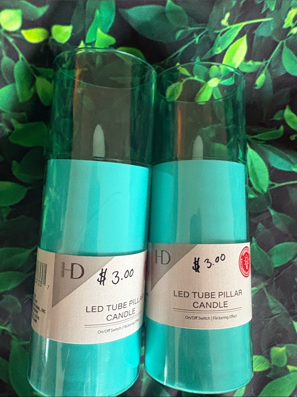 LED Tube Pillar Candle - Teal